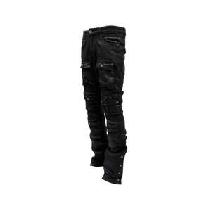 NEW TULONES men's coated cargo jeans in black
